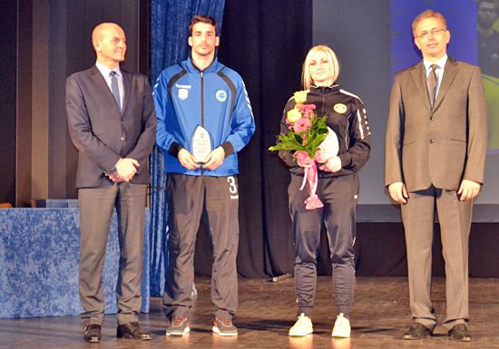Najsportaši godine s gradonačelnikom Bassaneseom i dopredsjednikom Sportske zajednice Grada Umaga Danielom Ferlinom