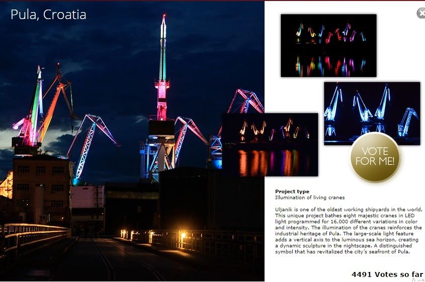City, People Light navodi kako je sa ovom svjetlećom instalacijom Pula odala počast svojem industrijskom nasljeđu