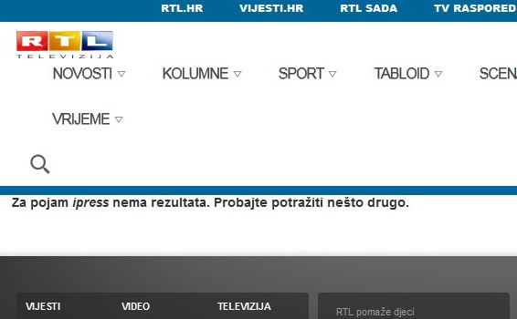 Na web stranici RTL-a nema ni riječi o Ipressu  